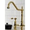 Kingston Brass Bridge Kitchen Faucet with Brass Sprayer, Brushed Brass KS1277TALBS - alternate 6